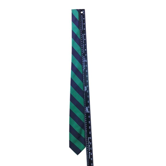 The Mans Shop Lord & TaylorGreen & Navy Silk Striped Tie Silk Classic - Picture 7 of 8